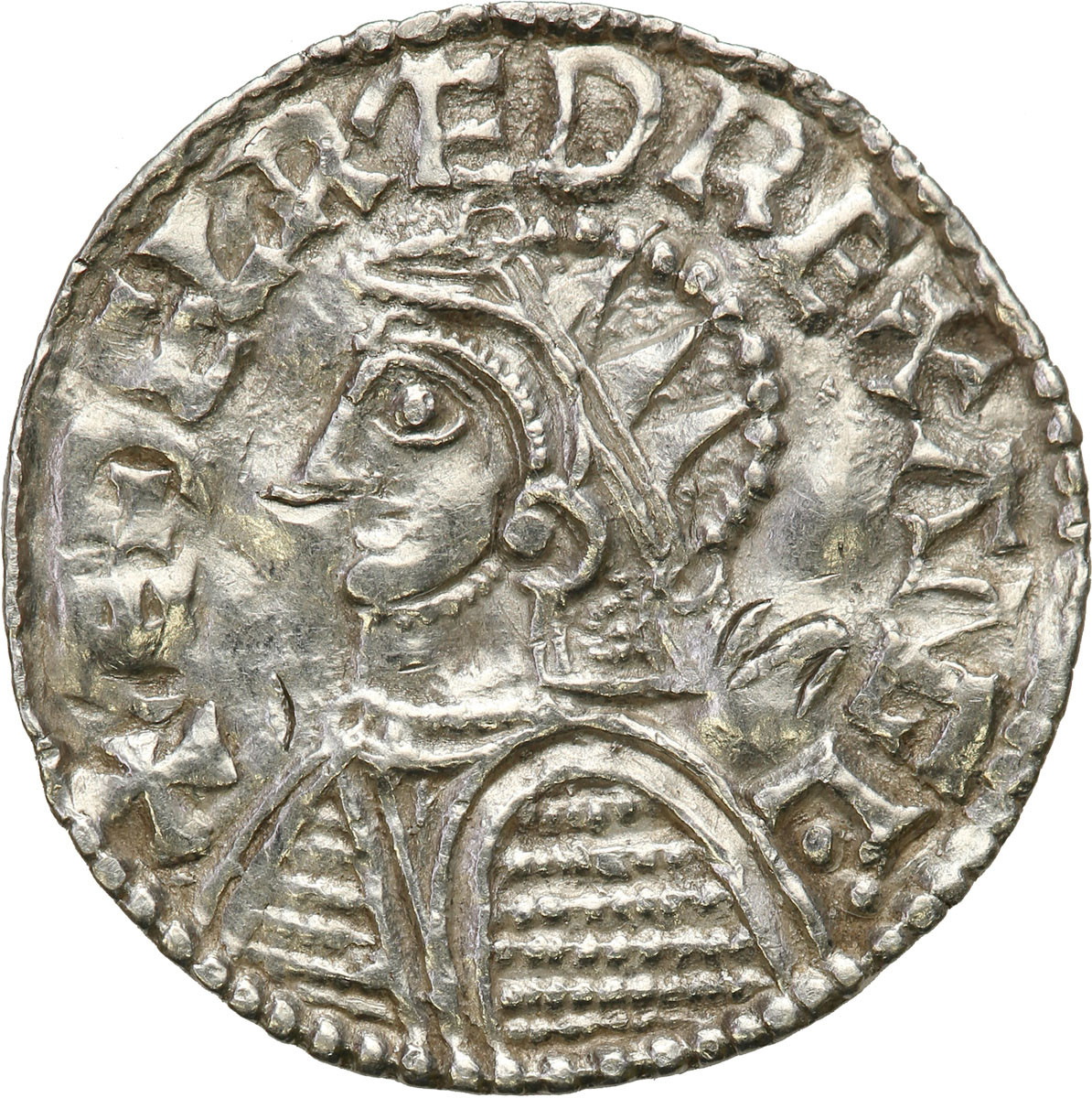 Anglia, Aethelred II (978-1016). Denar typu helmet